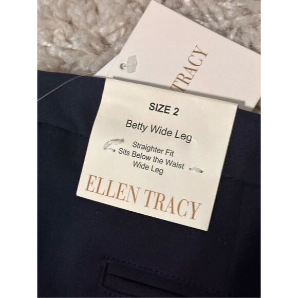 NEW WITH TAGS NWT Ellen Tracy Betty Wide Leg Dress Pants NAVY BLUE SIZE 2 - Picture 9 of 9